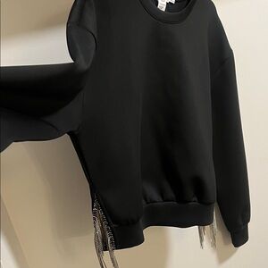 Good American Sweatshirt with Embellished Fringe